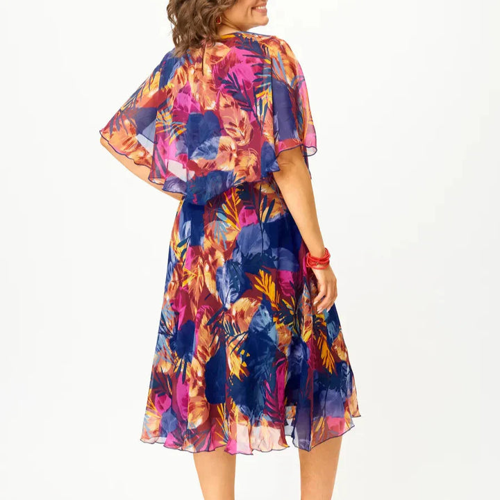 Sylvia | Vibrant Chiffon Midi Dress