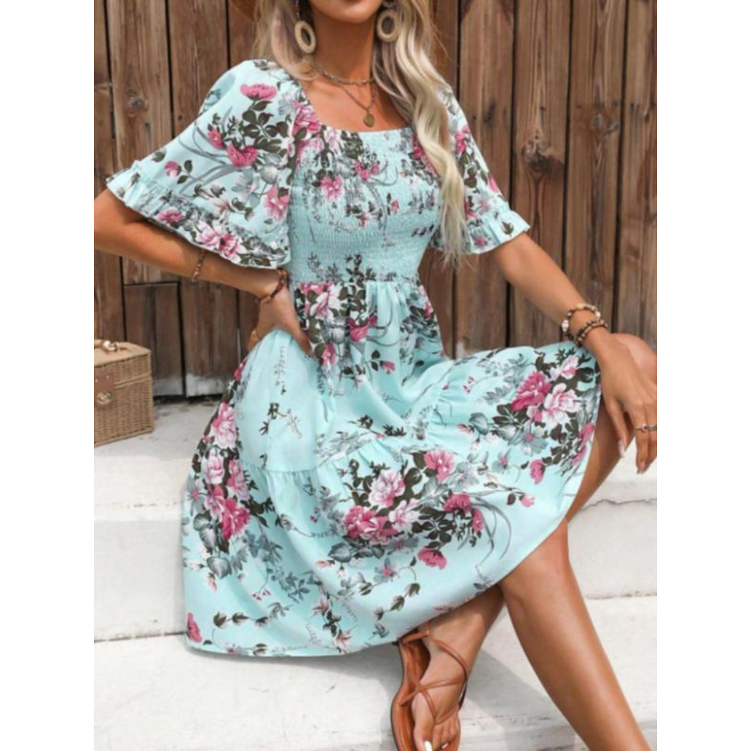 Emily | Boho Chic Floral Smocked Dress