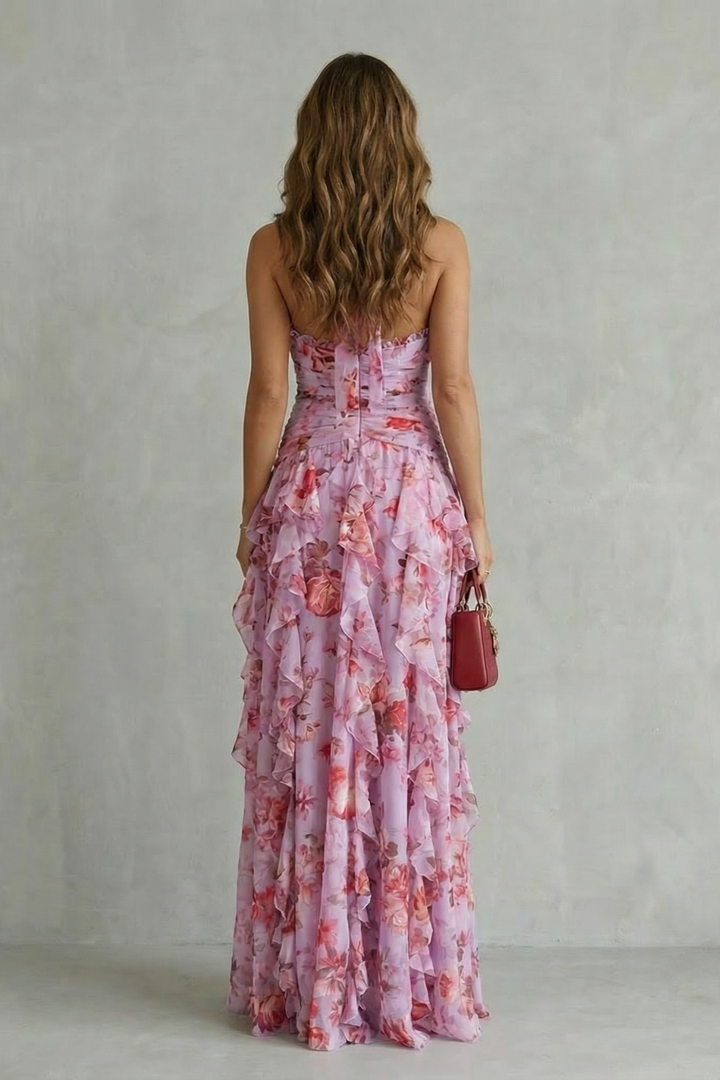 Felicity | Floral Ruffle Halter Maxi Dress
