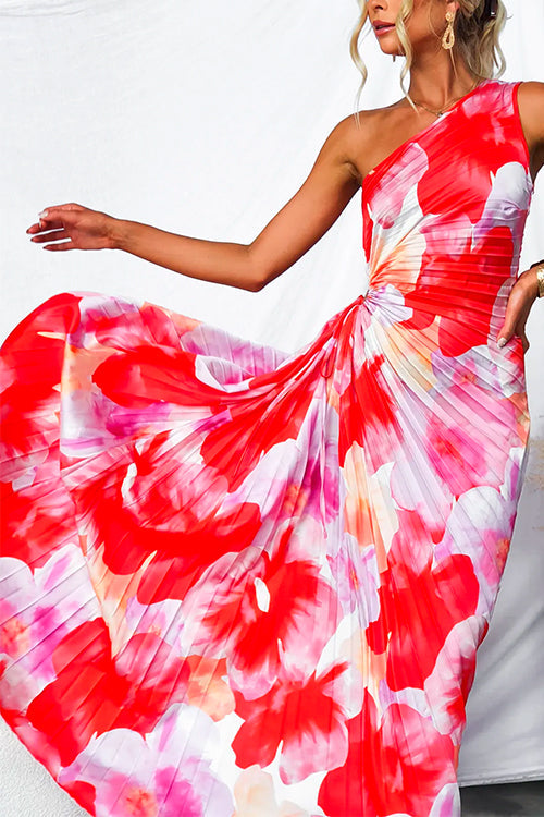 Isabelle™ | One-Shoulder Floral Ruched Maxi Dress