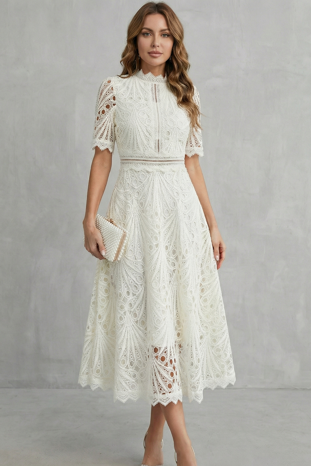 Rosalind | Cutwork Lace Midi Dress