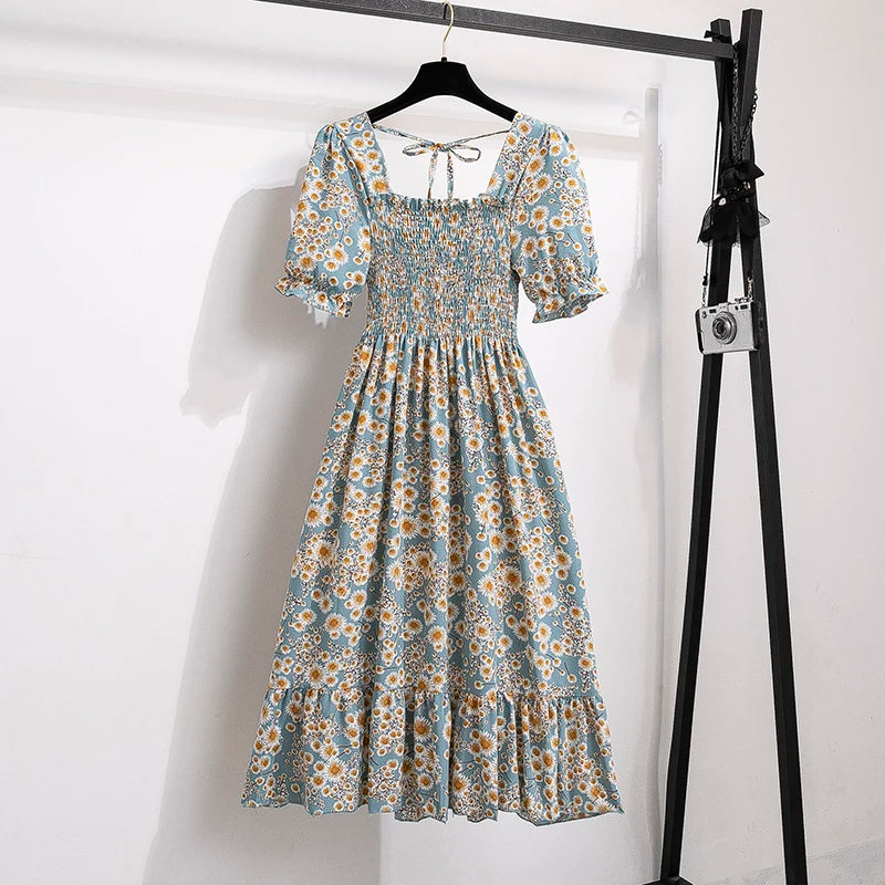 Rosalie | Floral Print Smocked Midi Dress