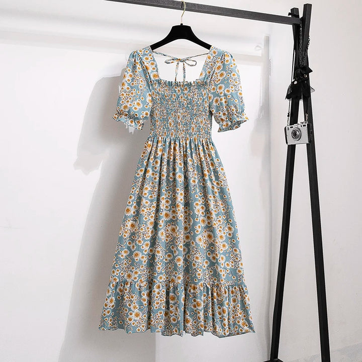 Rosalie | Floral Print Smocked Midi Dress