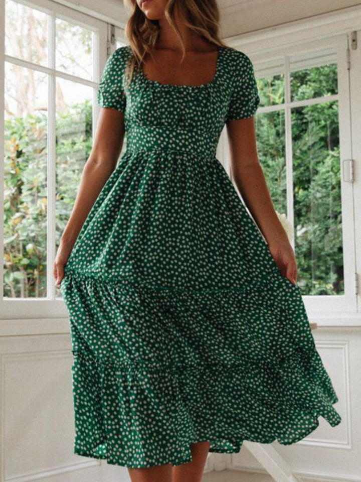 Rowena | Ditsy Floral Square Neck Midi Dress