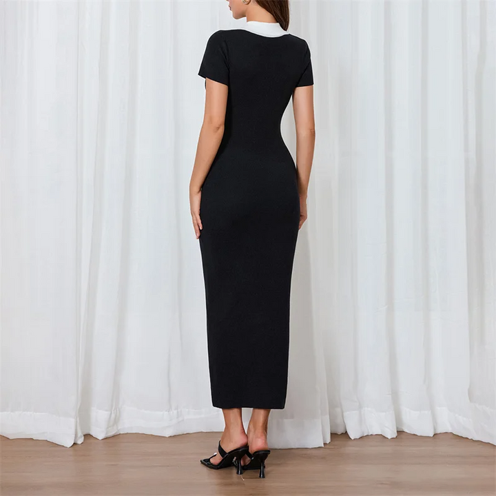 Black Maxi Dress with Short Sleeves