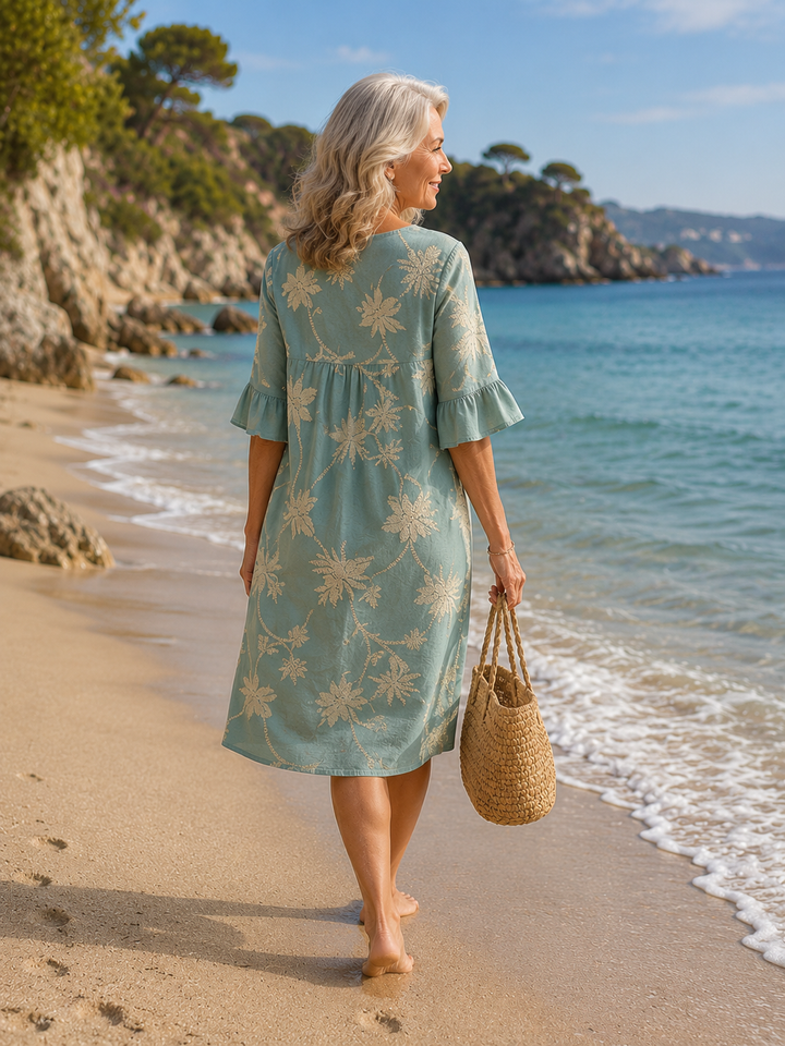 Rosalind | Floral Button-Neck Midi Dress