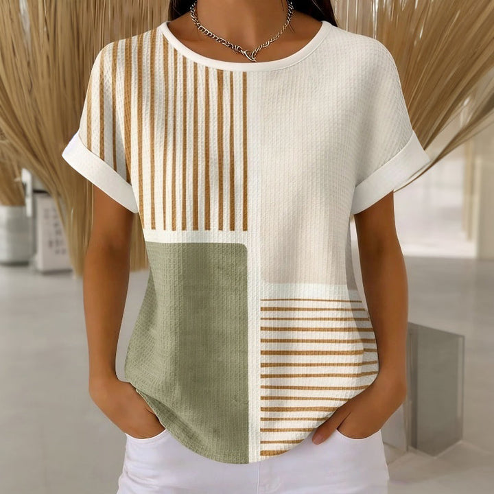 Gestreept Kleurblok T-Shirt