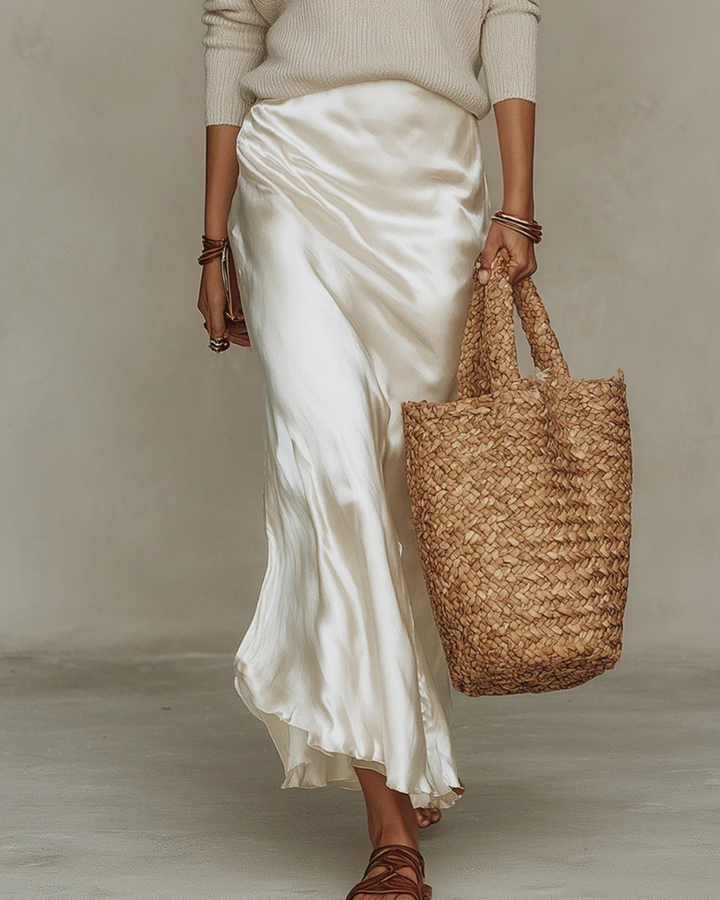 Aldith | Satin Maxi Skirt & Knit Sweater Set