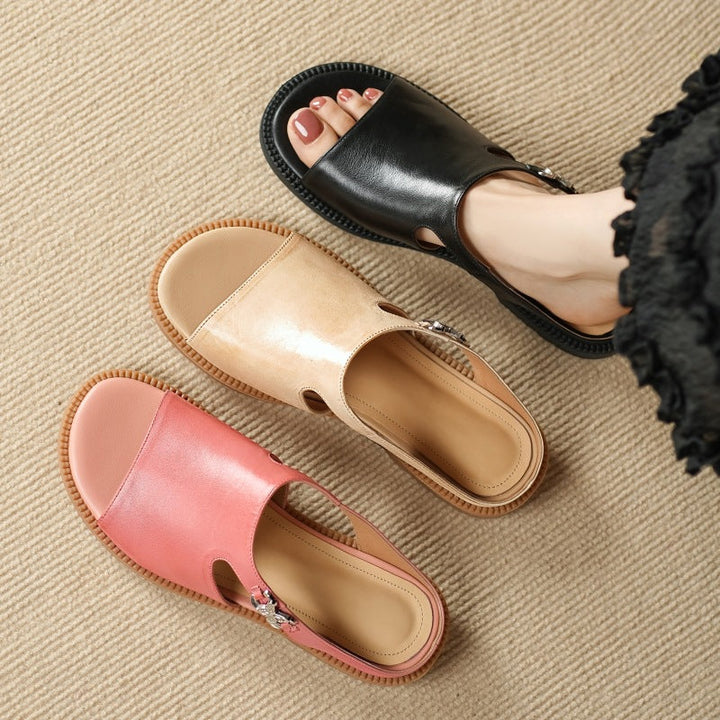 Clara | Elegant Leather Slide Sandals