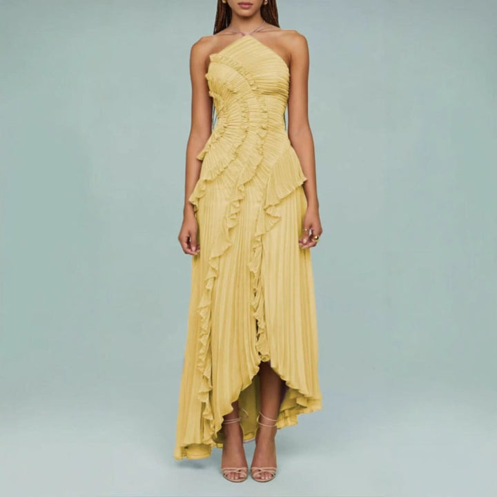 Lavender | Ruffled Halter Maxi Dress