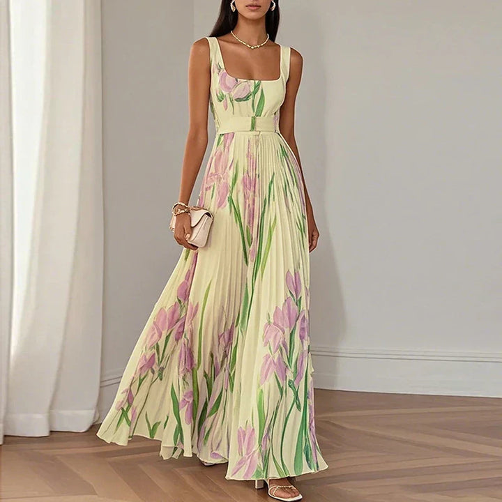 Araminta | Iris Floral Pleated Maxi Dress