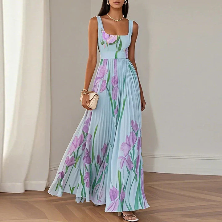 Araminta | Iris Floral Pleated Maxi Dress