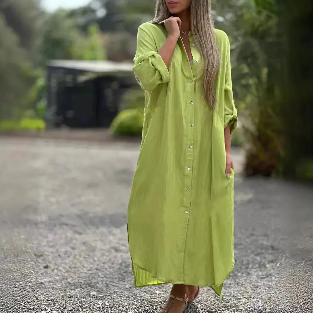 Harriet | Button-Through Shirt Maxi Dress