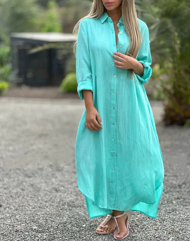 Harriet | Button-Through Shirt Maxi Dress