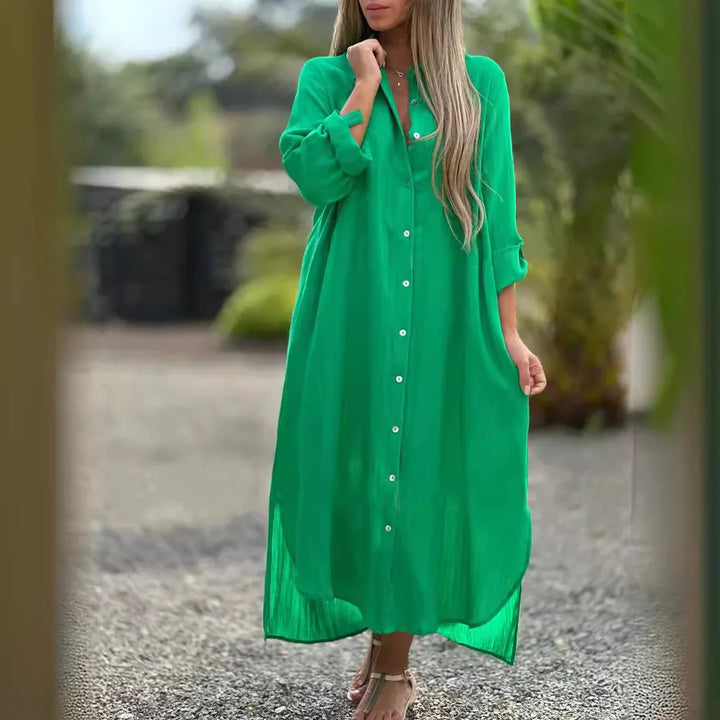 Harriet | Button-Through Shirt Maxi Dress