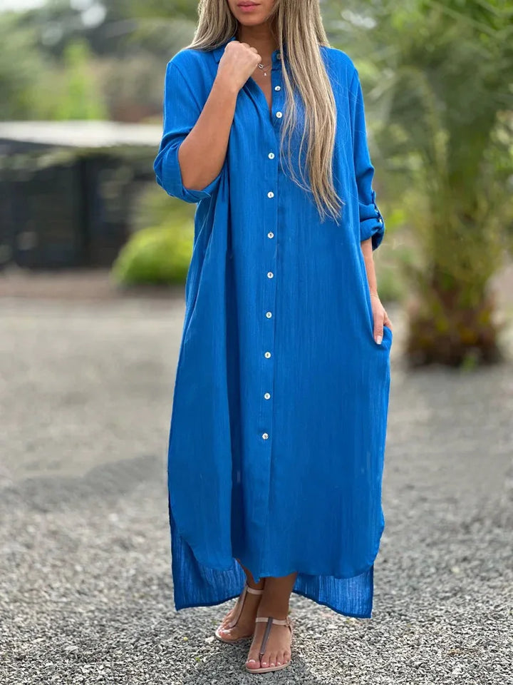 Harriet | Button-Through Shirt Maxi Dress