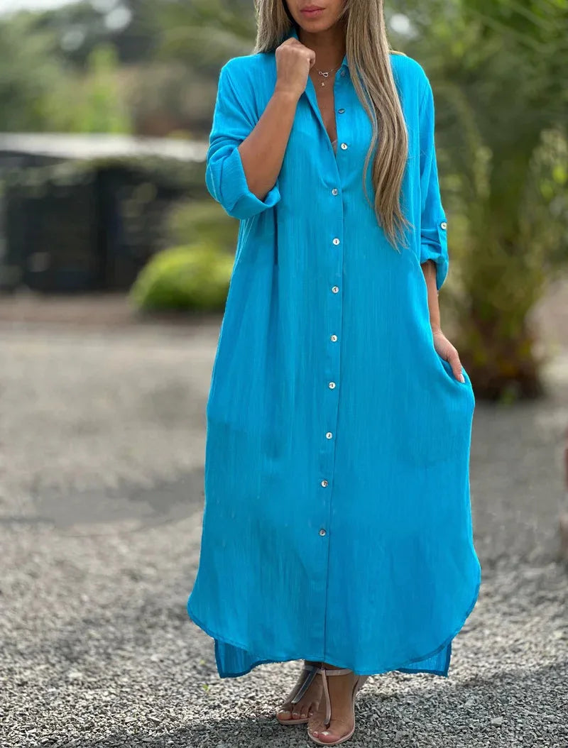 Harriet | Button-Through Shirt Maxi Dress