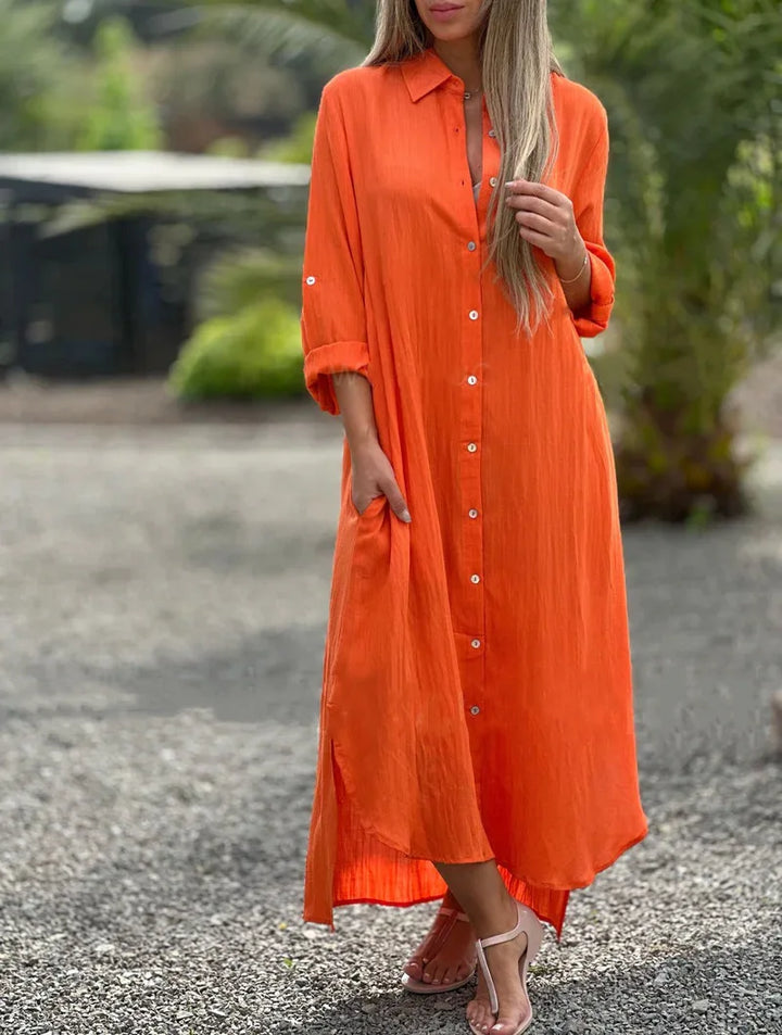 Harriet | Button-Through Shirt Maxi Dress