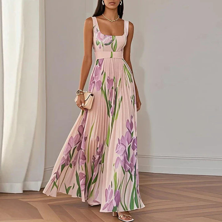 Araminta | Iris Floral Pleated Maxi Dress