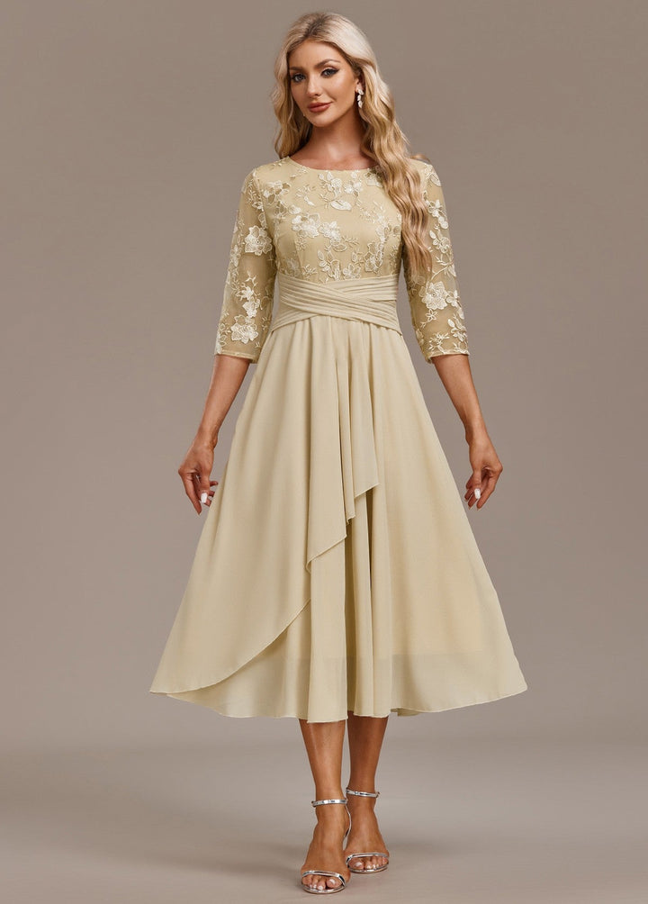 Sophie | Sequin Lace Bodice Chiffon Midi Dress
