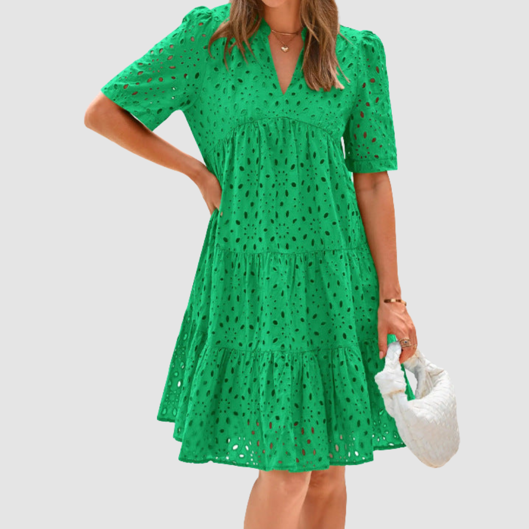 Cecily | Broderie Anglaise Tiered Midi Dress