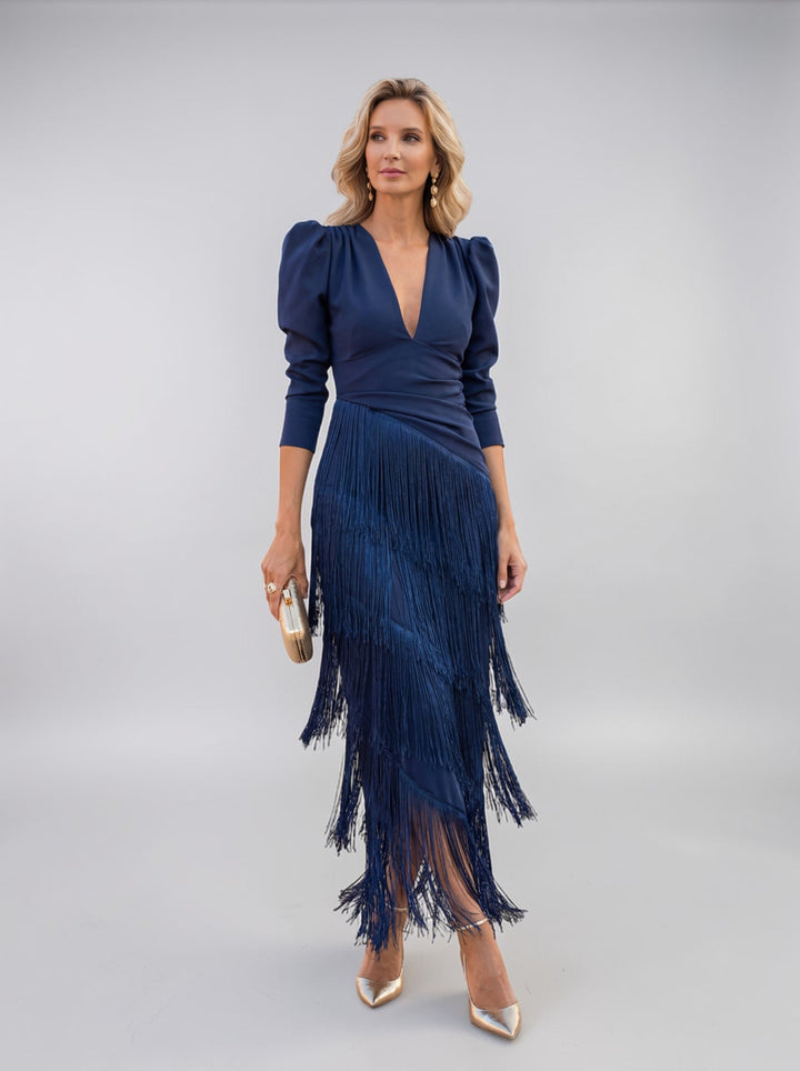 Felicity | Tiered Fringe Wrap Midi Dress