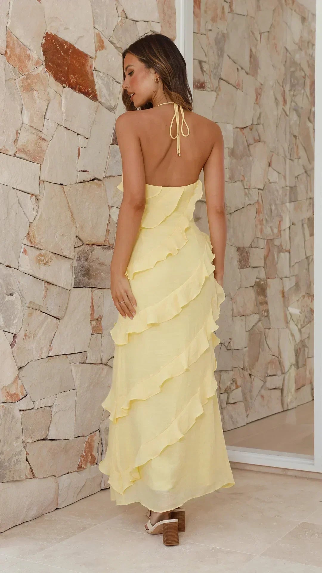 Primrose | Tiered Ruffle Halter Maxi Dress