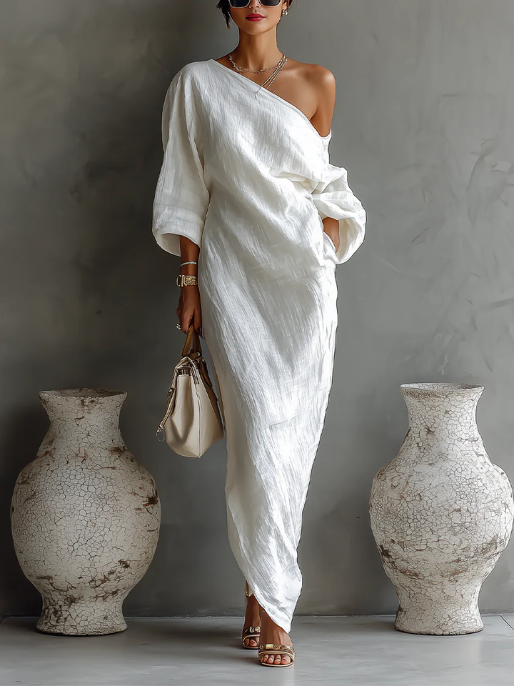 Margot | One-Shoulder Draped Maxi Dress
