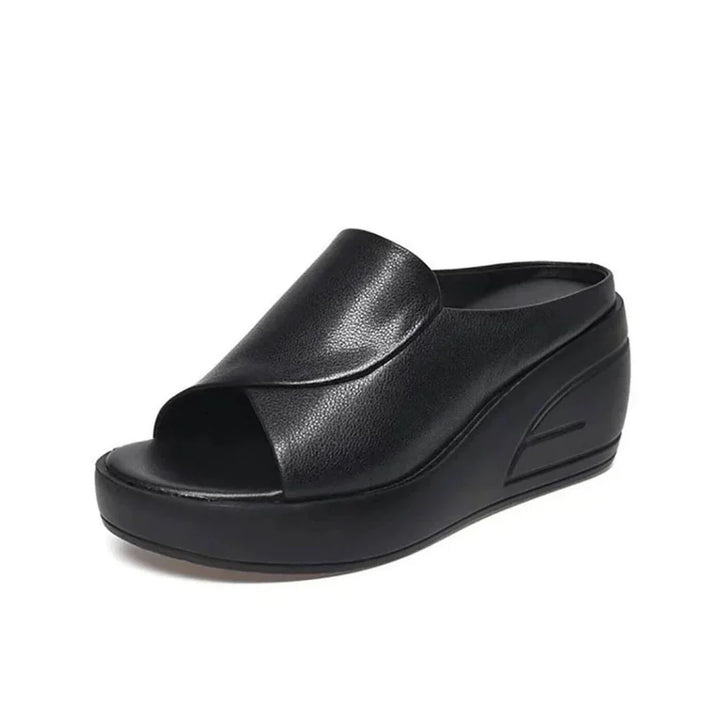 Stella | Cross-Strap Wedge Mule Sandal
