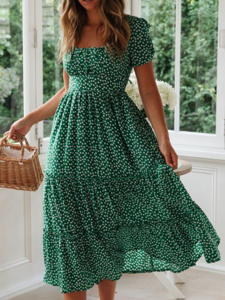 Rowena | Ditsy Floral Square Neck Midi Dress