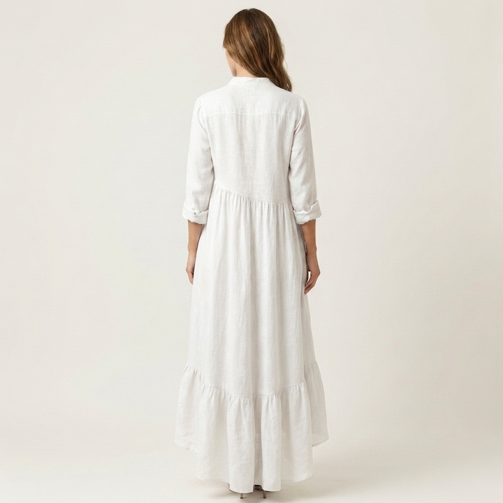 Clara | Linen Ruffle Maxi Dress
