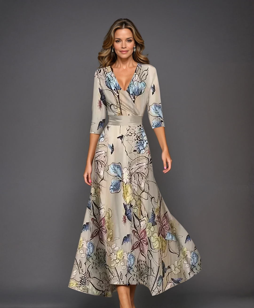 Melissa | Botanical Jacquard Wrap Midi Dress