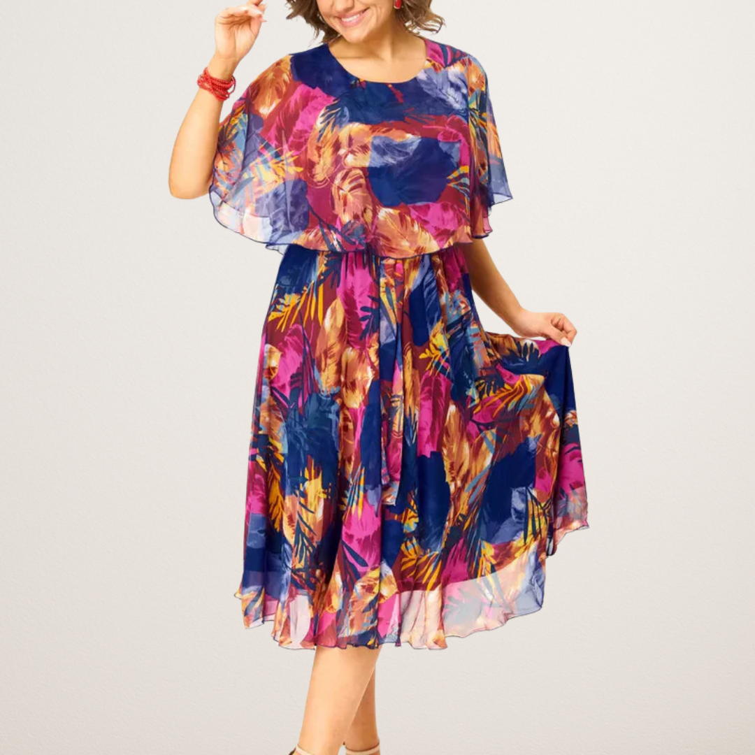 Sylvia | Vibrant Chiffon Midi Dress